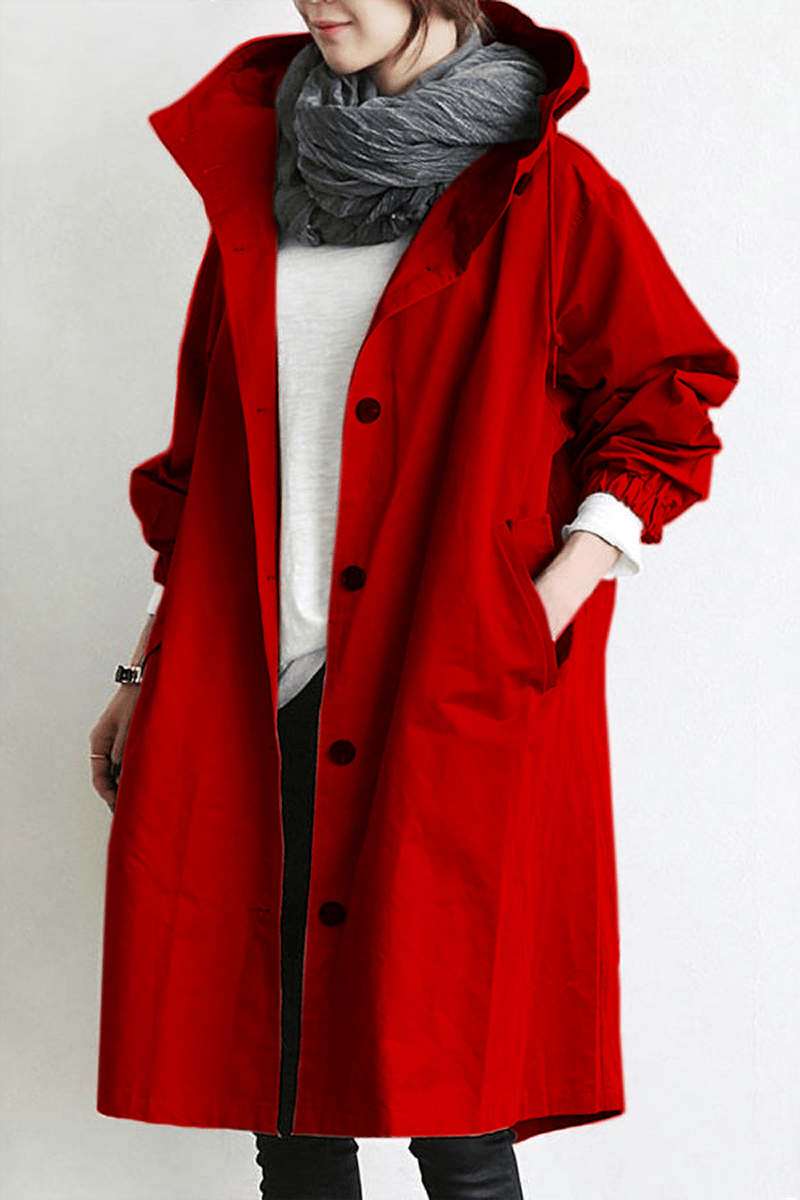 Vattentålig damtrenchcoat med huva och klassisk design