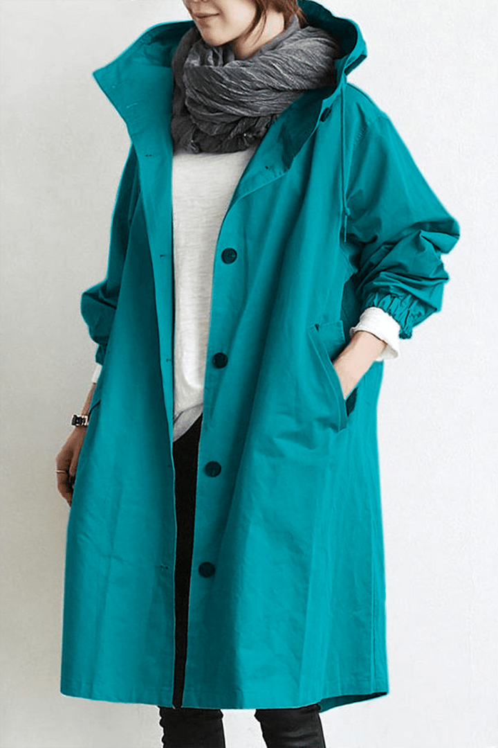 Vattentålig damtrenchcoat med huva och klassisk design