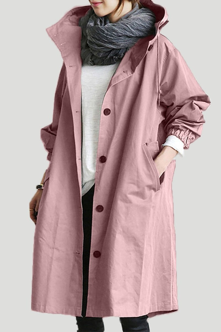Vattentålig damtrenchcoat med huva och klassisk design