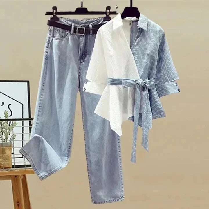 Vida jeansbyxor + T-shirt