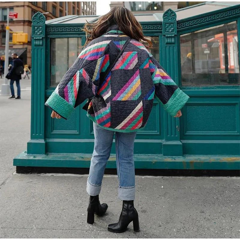 Vintagejacka | öppen front | Oversized | Quiltad jacka | Damjacka