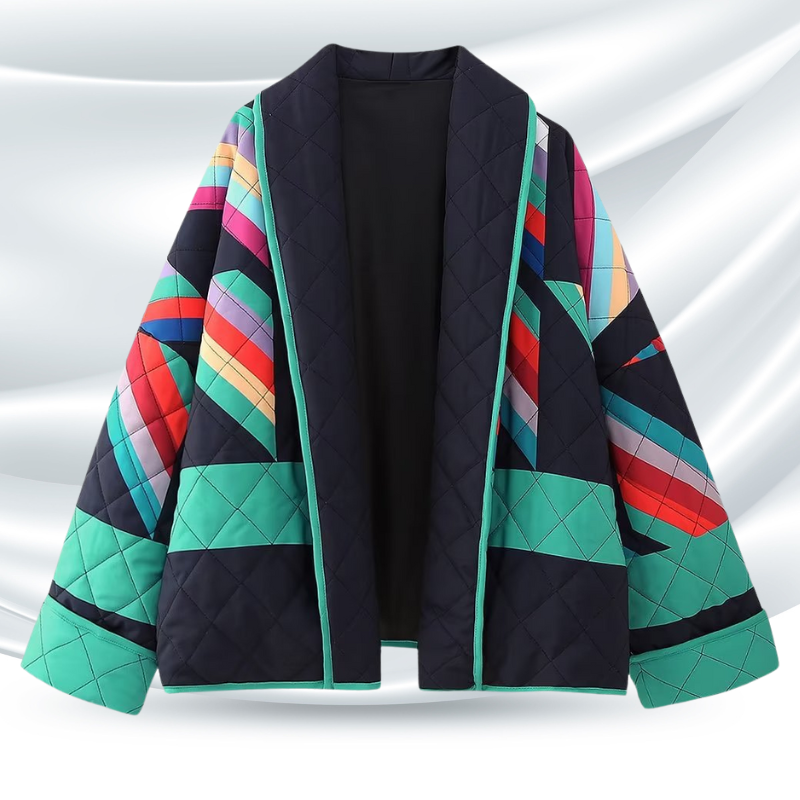 Vintagejacka | öppen front | Oversized | Quiltad jacka | Damjacka