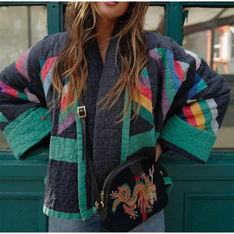Vintagejacka | öppen front | Oversized | Quiltad jacka | Damjacka