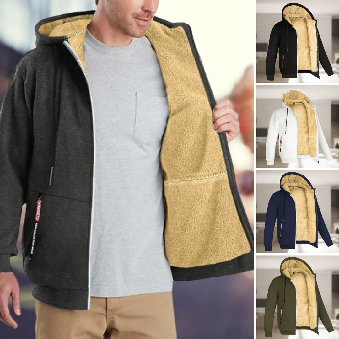 Vinter Hoodie | Sherpa Fleece | Zip-Up | Hoodie Jacka | Herrkläder