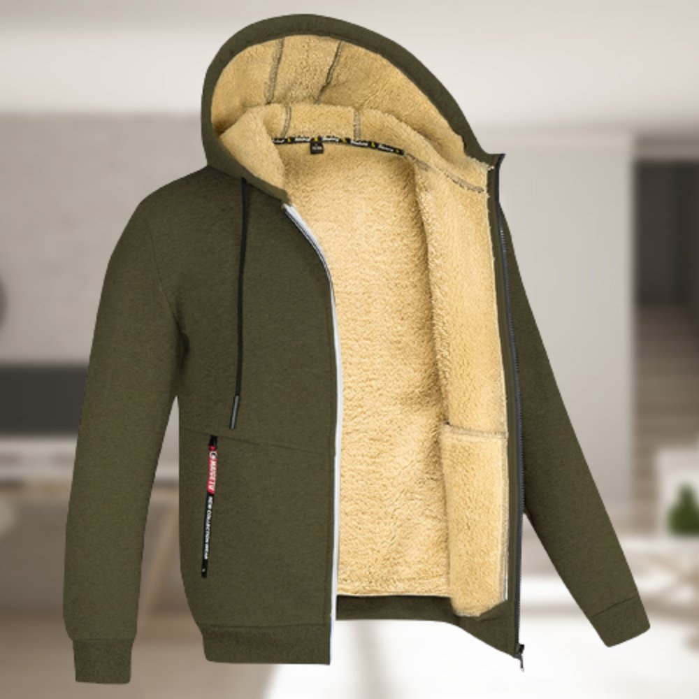Vinter Hoodie | Sherpa Fleece | Zip-Up | Hoodie Jacka | Herrkläder