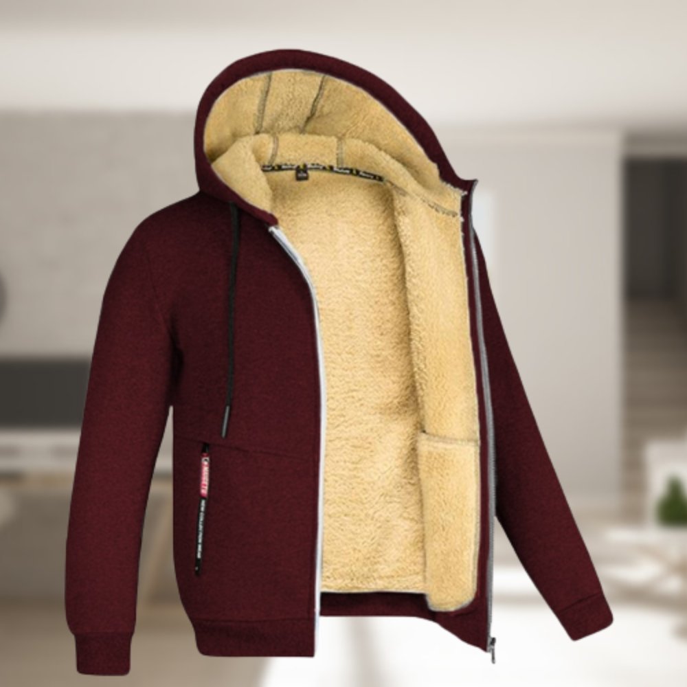 Vinter Hoodie | Sherpa Fleece | Zip-Up | Hoodie Jacka | Herrkläder