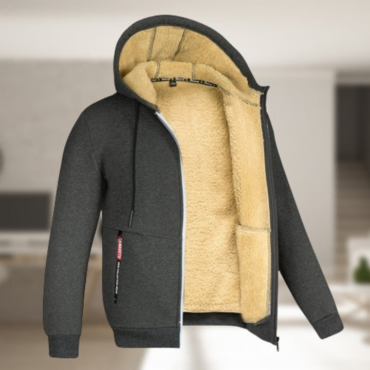 Vinter Hoodie | Sherpa Fleece | Zip-Up | Hoodie Jacka | Herrkläder