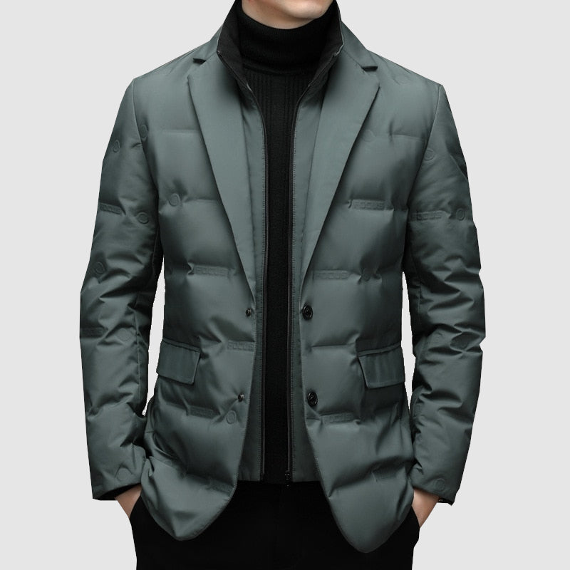 Vinterjacka - Blazer Parka Pufferjacka med dragkedja för herrar för vintern