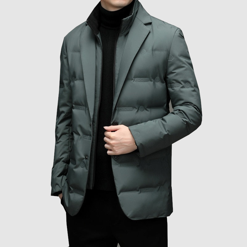 Vinterjacka - Blazer Parka Pufferjacka med dragkedja för herrar för vintern