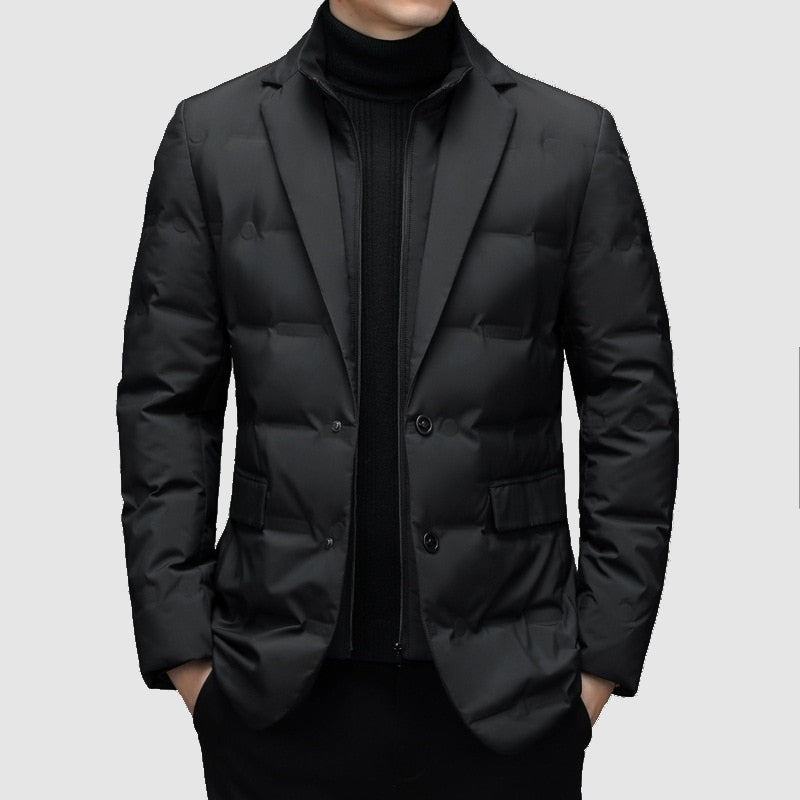 Vinterjacka - Blazer Parka Pufferjacka med dragkedja för herrar för vintern