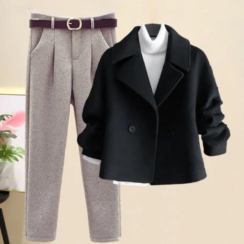 Vinteroutfit - 3-delad - Turtleneck - Ulljacka - Damkläder