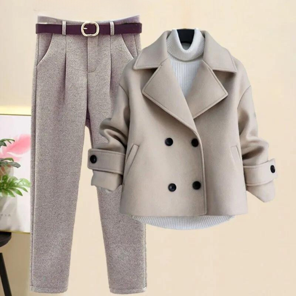 Vinteroutfit - 3-delad - Turtleneck - Ulljacka - Damkläder