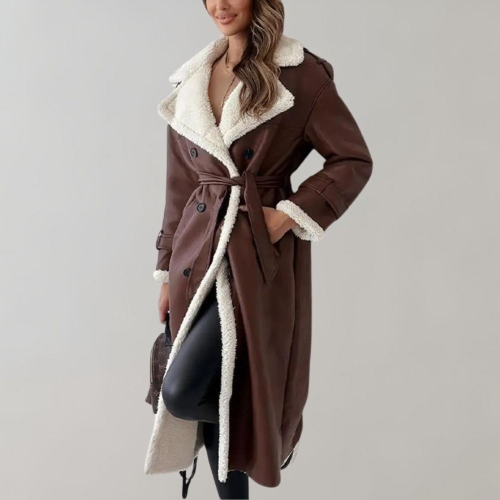 Vinterrock - Dubbelknäppt - Bälte - Lång rock - Vinterjackor Dam