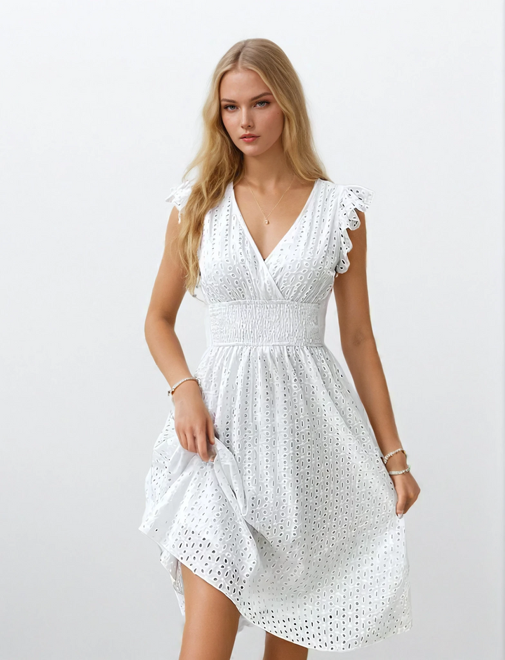 Dam Midiklänning Vit Sommarmode Elegant