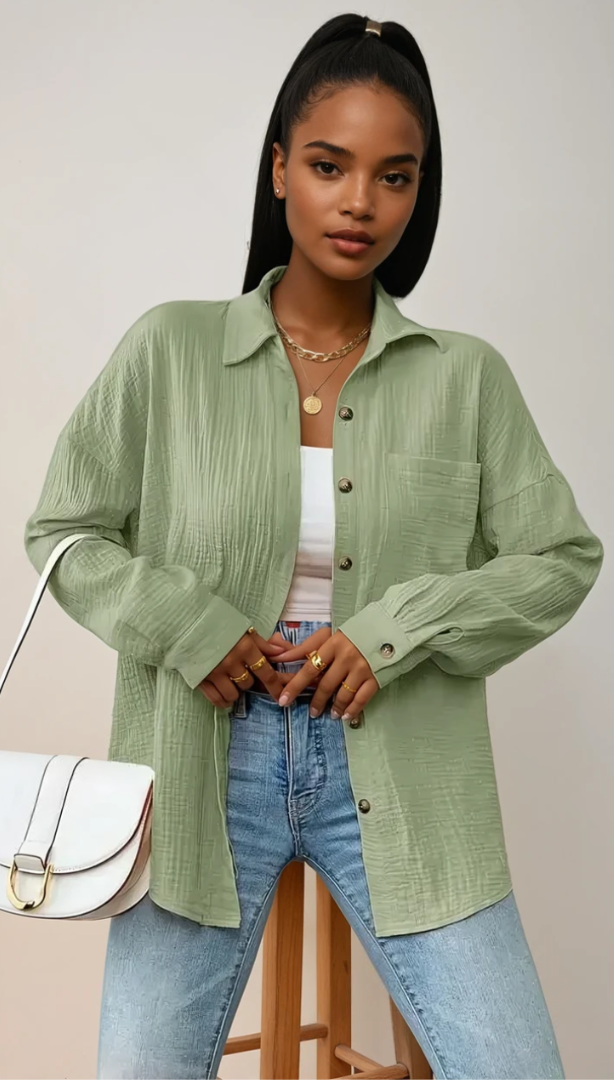 Vit Dam Blus KnappdesignAvslappnad Stil