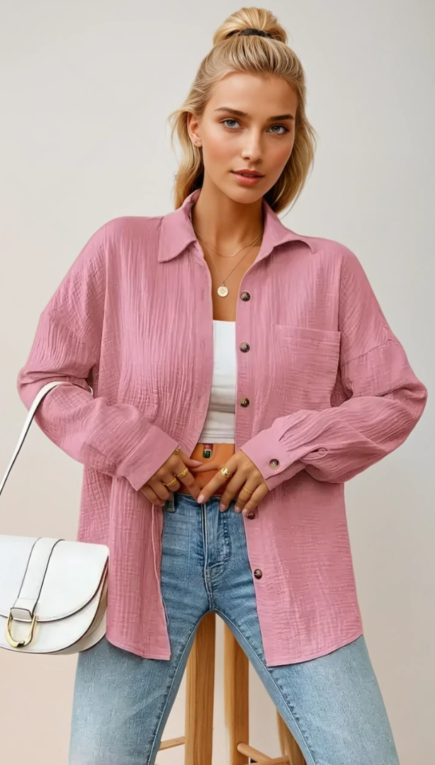 Vit Dam Blus KnappdesignAvslappnad Stil