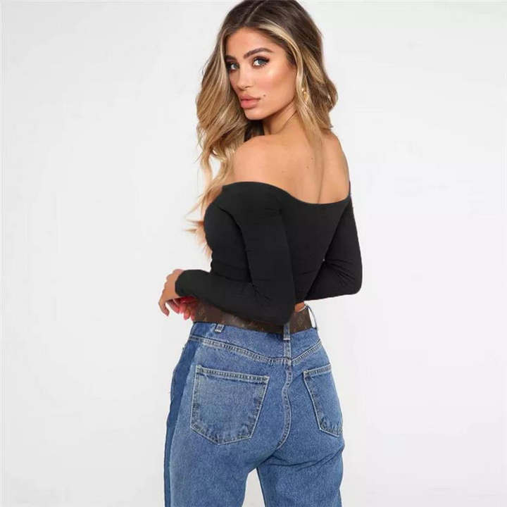 Vivian Blus | Långärmad blus med off-shoulder axelparti