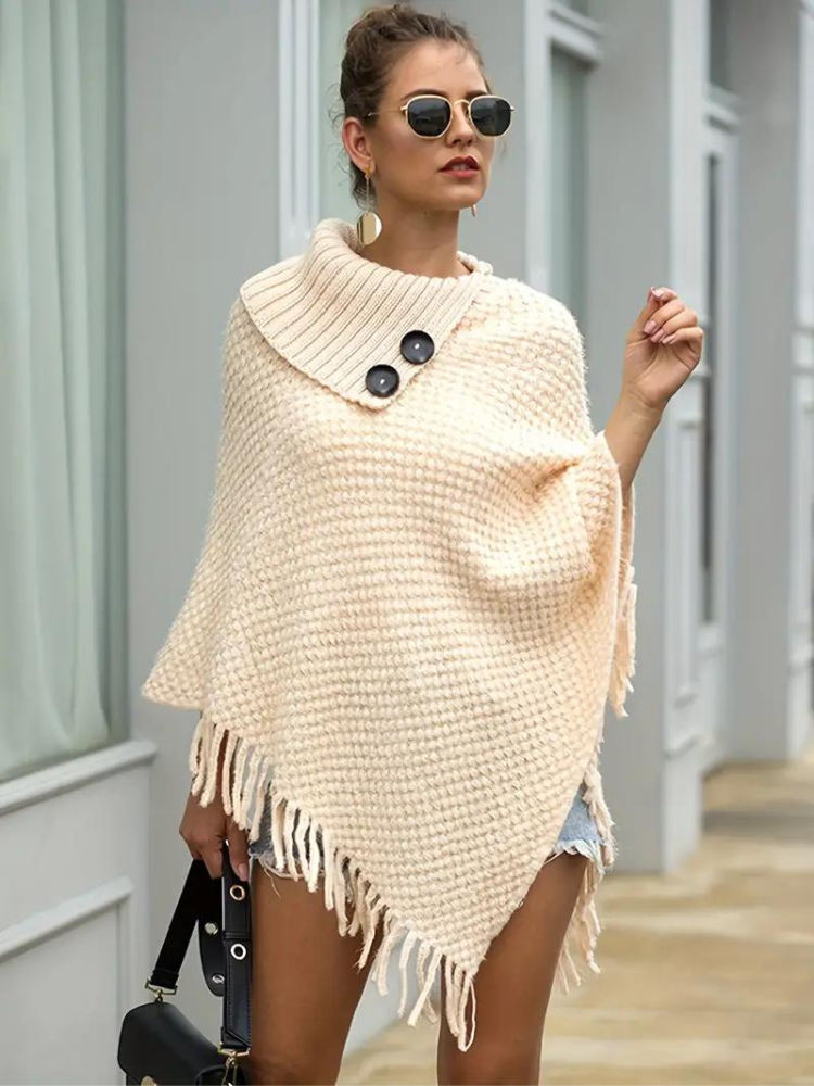 Whitney Stickad Poncho - snygga stickade höstplagg för kvinnor