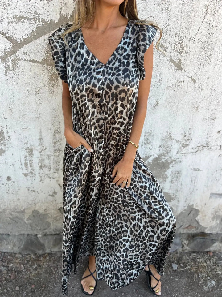 Leopardmönstrad jumpsuit med vida ben - Sabrina