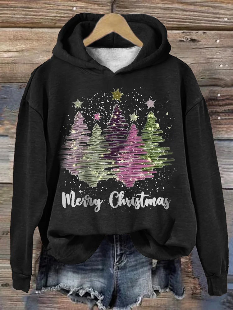 Xmas Hoodie - Löst Sittande Julgrans-tröja För Kvinnor