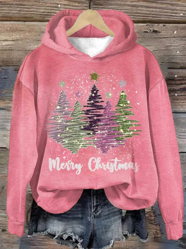 Xmas Hoodie - Löst Sittande Julgrans-tröja För Kvinnor