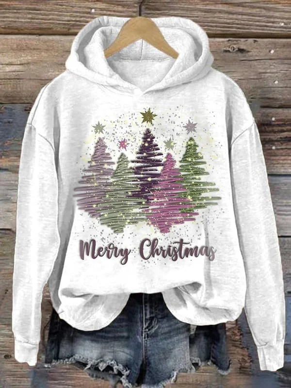 Xmas Hoodie - Löst Sittande Julgrans-tröja För Kvinnor