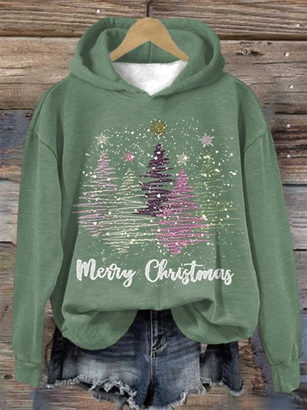 Xmas Hoodie - Löst Sittande Julgrans-tröja För Kvinnor
