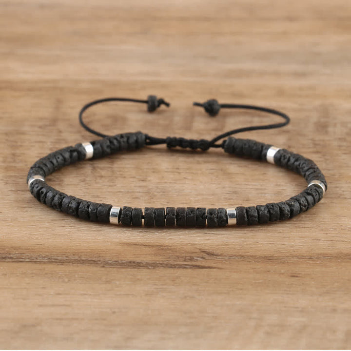 Flätat armband med 2,4 mm natursten-rullar - Seraphina