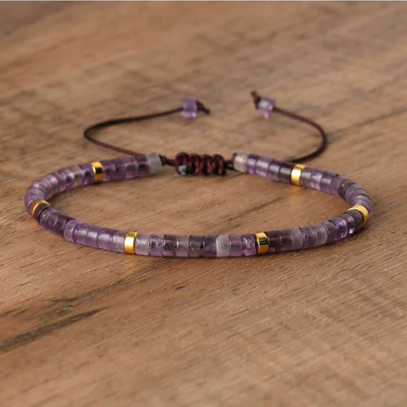 Flätat armband med 2,4 mm natursten-rullar - Seraphina