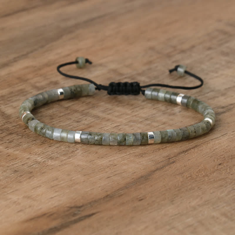 Flätat armband med 2,4 mm natursten-rullar - Seraphina