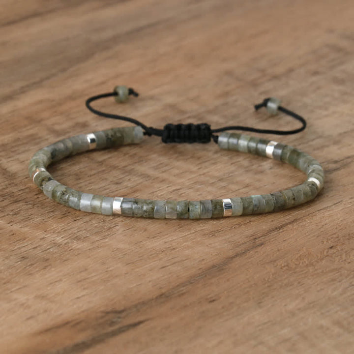 Flätat armband med 2,4 mm natursten-rullar - Seraphina