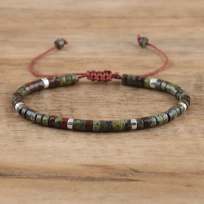 Flätat armband med 2,4 mm natursten-rullar - Seraphina