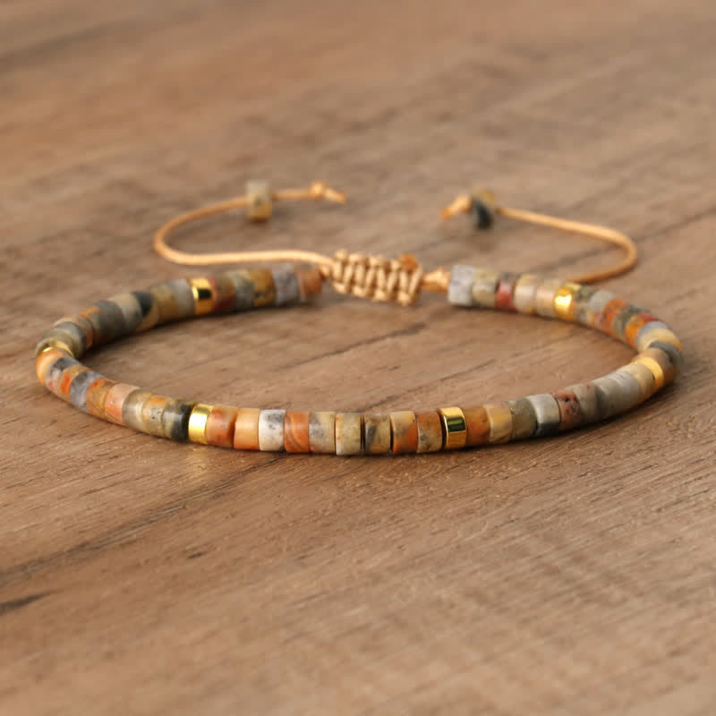 Flätat armband med 2,4 mm natursten-rullar - Seraphina