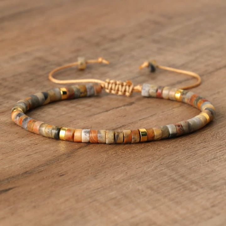 Flätat armband med 2,4 mm natursten-rullar - Seraphina