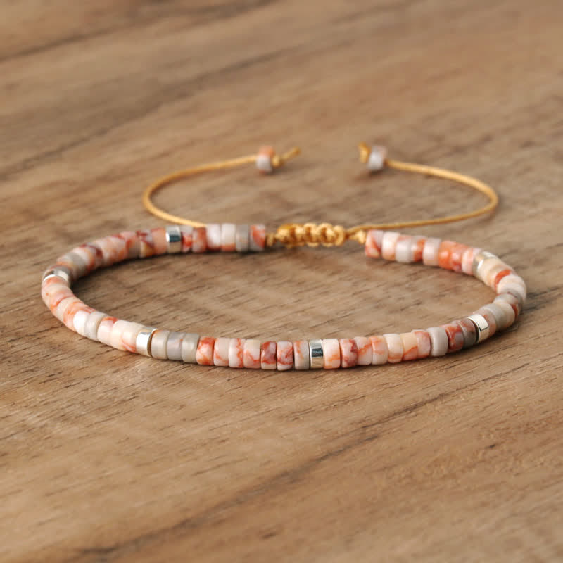 Flätat armband med 2,4 mm natursten-rullar - Seraphina