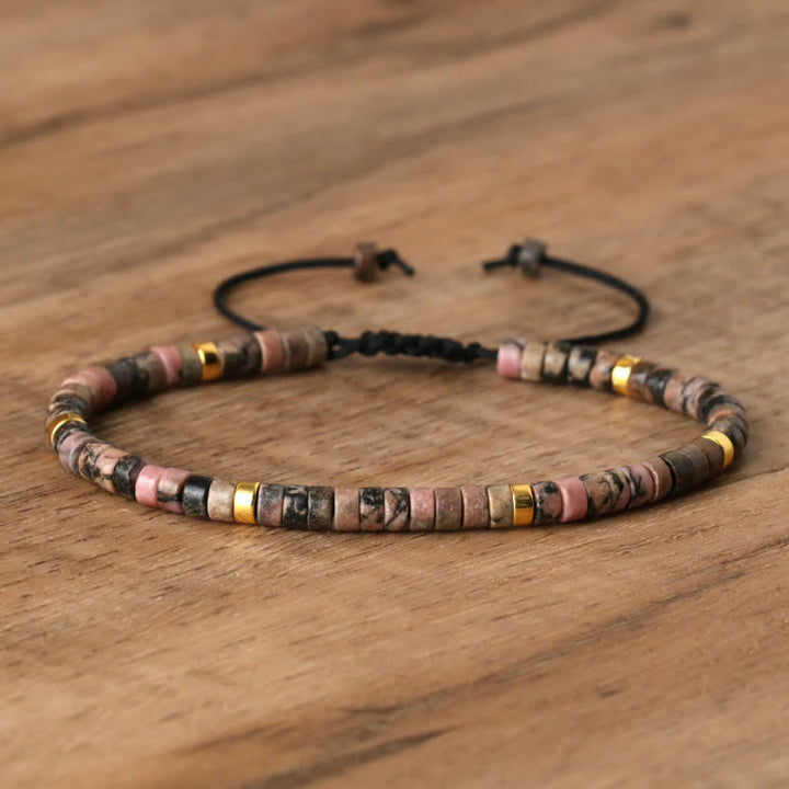 Flätat armband med 2,4 mm natursten-rullar - Seraphina