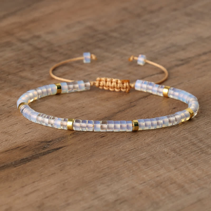 Flätat armband med 2,4 mm natursten-rullar - Seraphina