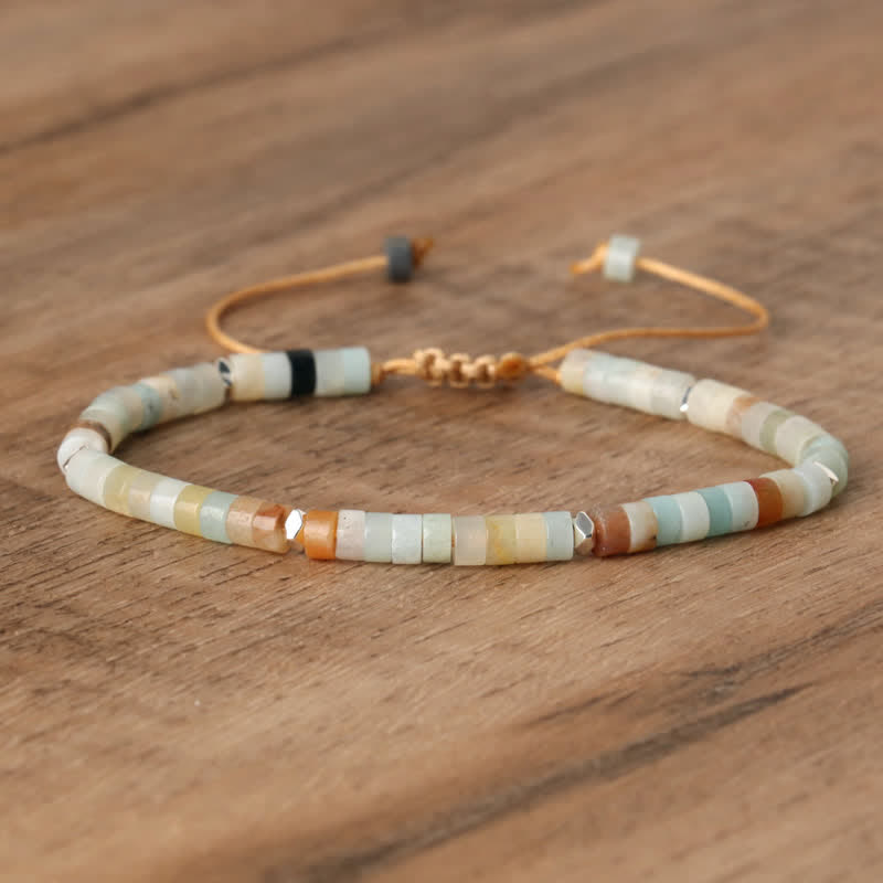 Flätat armband med 2,4 mm natursten-rullar - Seraphina