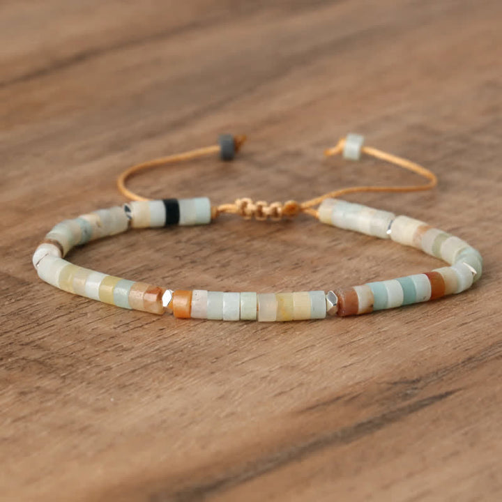Flätat armband med 2,4 mm natursten-rullar - Seraphina