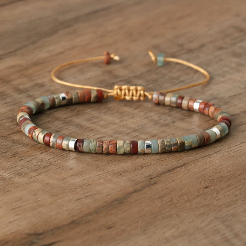 Flätat armband med 2,4 mm natursten-rullar - Seraphina