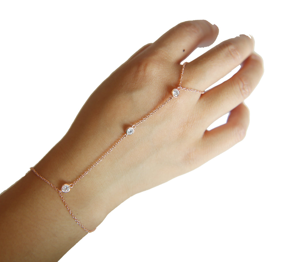 Kedjesmycke | Fingerring Palm Crystal Armband