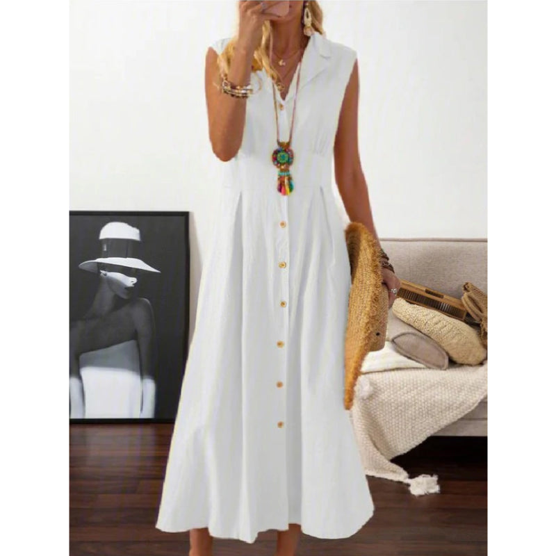 Ärmlös A-linjeformad midiklänning för Kvinnor