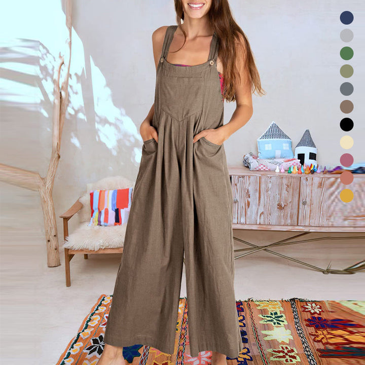 Ärmlös Blommig Jumpsuit för Kvinnor - Vida Ben