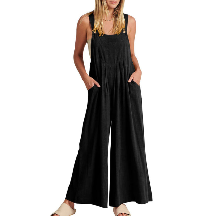 Ärmlös Blommig Jumpsuit för Kvinnor - Vida Ben