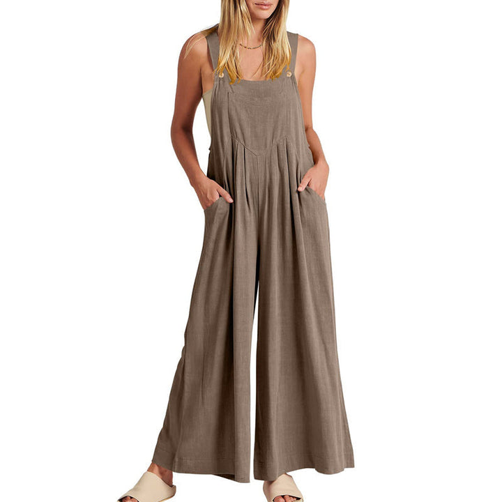 Ärmlös Blommig Jumpsuit för Kvinnor - Vida Ben