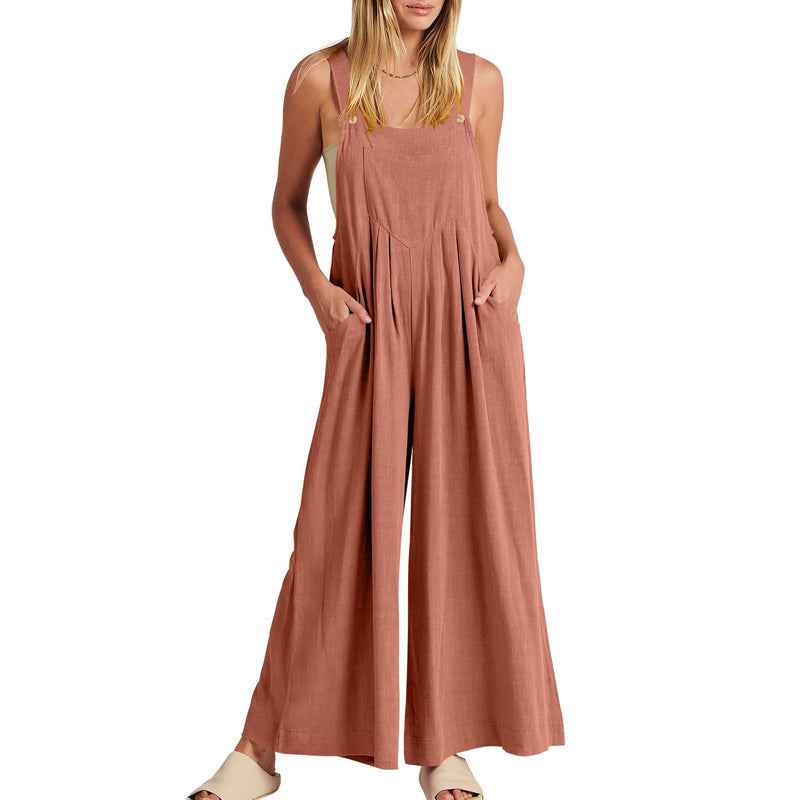 Ärmlös Blommig Jumpsuit för Kvinnor - Vida Ben