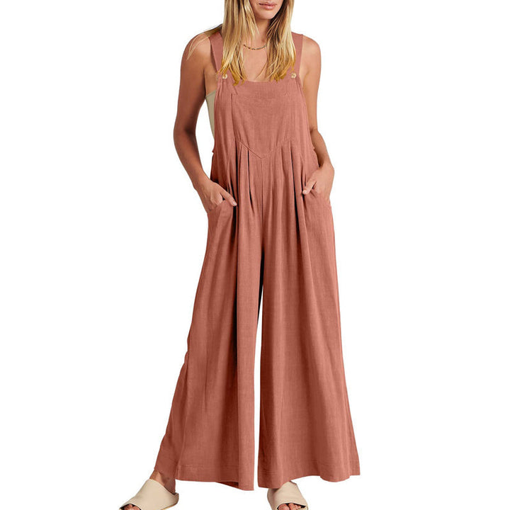 Ärmlös Blommig Jumpsuit för Kvinnor - Vida Ben
