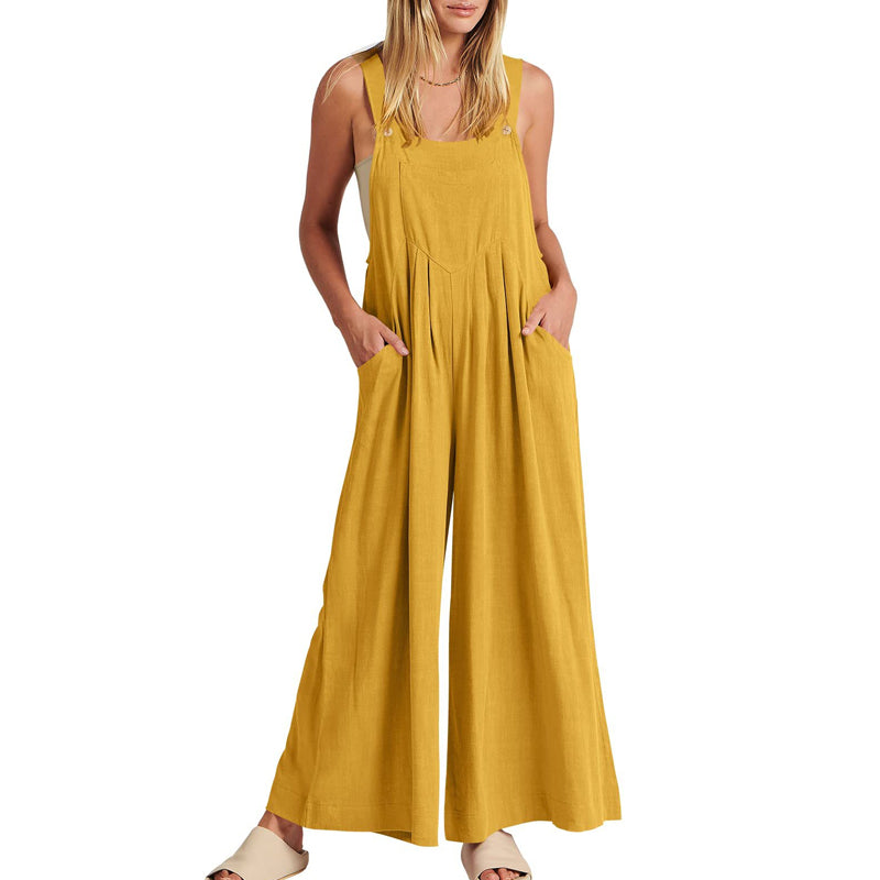 Ärmlös Blommig Jumpsuit för Kvinnor - Vida Ben