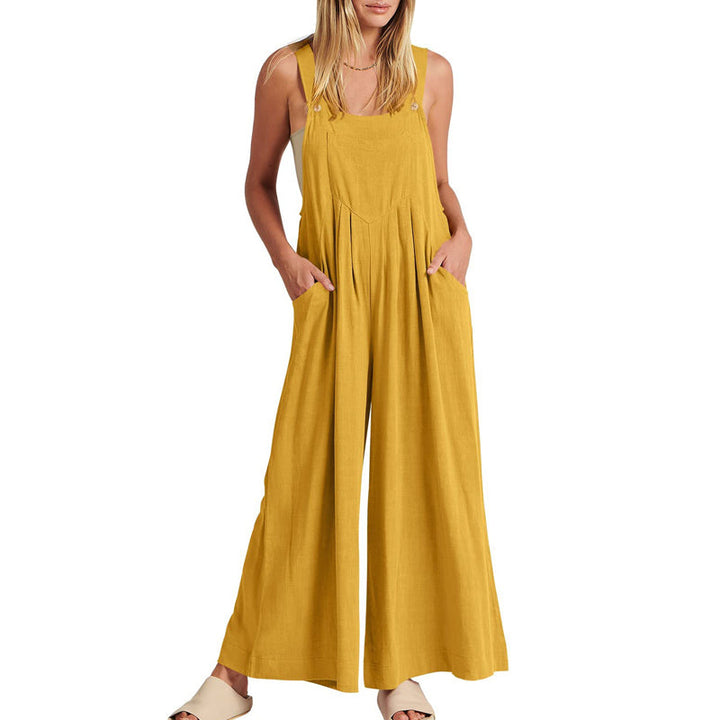 Ärmlös Blommig Jumpsuit för Kvinnor - Vida Ben