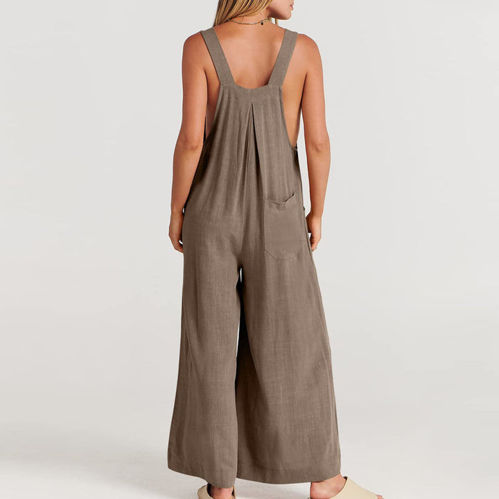 Ärmlös Blommig Jumpsuit för Kvinnor - Vida Ben